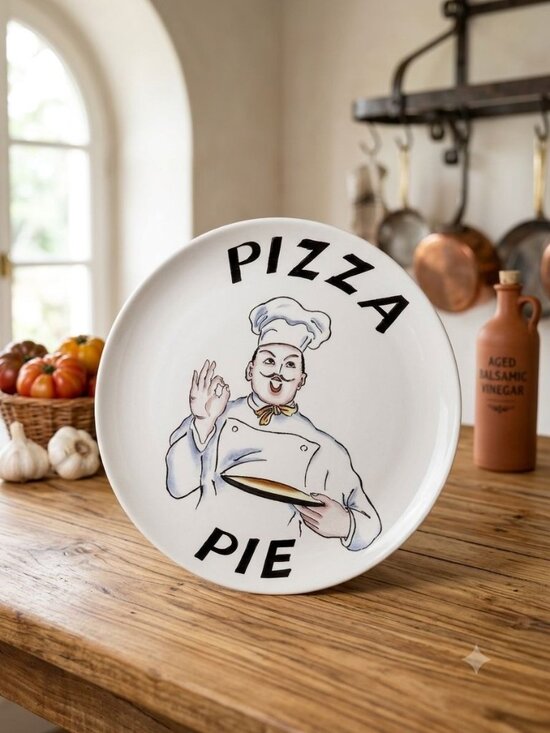 Chase Import. Other - Vintage Chase Import Pizza Pie Ironstone Plate 13.5" MCM Retro Chef Kitchen Deco